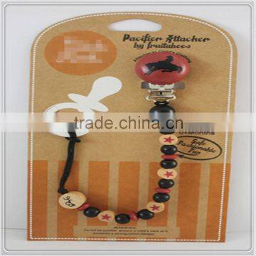 wooden baby soother chain holder children pacifier clip