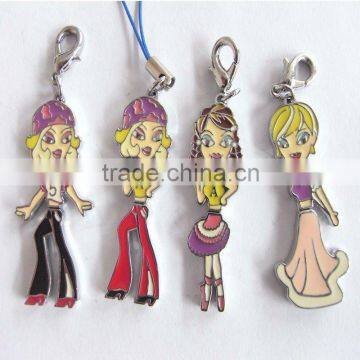 fashion enamel zinc alloy pretty girl keyrings promotional