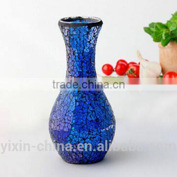 blue crack mosaic glass vase