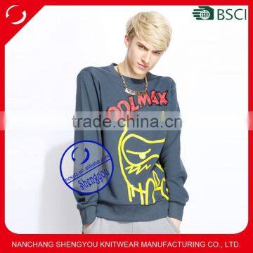 Wholesale custom polyester cotton mens printing pullover sweatshirt