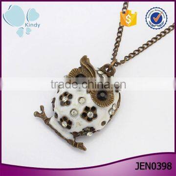 Accessories womens antique gold plated vintage diamond owl pendant necklace                        
                                                                                Supplier's Choice