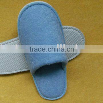 blue terry towel fabric hotel slipper