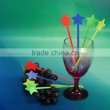 High quality a good variety of colored star swizzle stick for pub,cocktail plastic swizzle stick