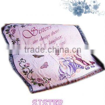 Lovely girls decorative jacquard tapestry woven throw blanket