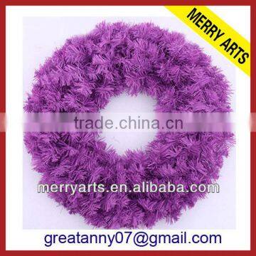 High quality custom diy decorative purple plastic christmas wreaths cheap christmas decoration wreaths