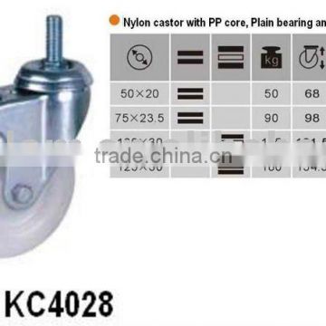 nylon castor with PP core plain bearing & roller bearing