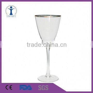 Trust wholesale custom Glassware manufacturer gold rilm wine glass Machine made