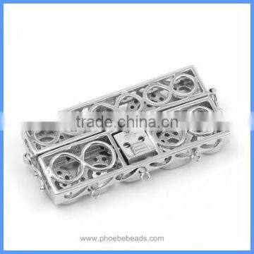 3 Strands Sterling Silver Micro Pave Zircon Rectangle Multifunction Double Safe Box Clasps Necklace Connector Charm SC-CZ031 photo-2
