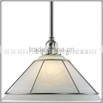 UL CUL Listed Satin Nickel Hotel Kitchen Hanging Lamp With Glass Shade C50115