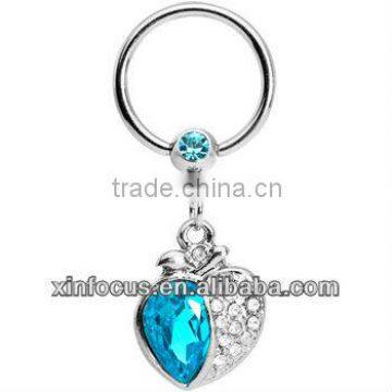 Aqua Gem Fairy Dangle Captive Ring Body Jewelry BCR