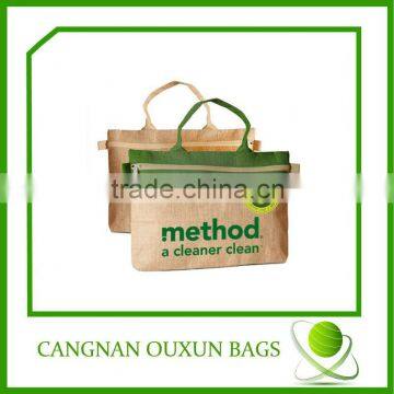 fashion jute bag with zipper