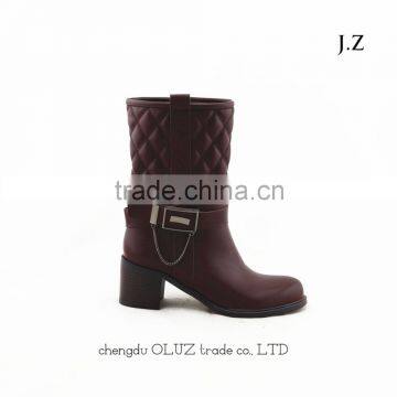 LQEB20 Women Flat Short Boots Round Toe Leather PU ankle Boots in Winter