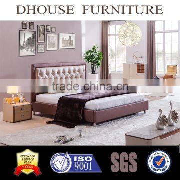 hot sale modern leather bed with chesterfield button DH828