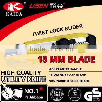 Stationery Cutter 18mm Snap Off Blade screw lock Plastic handle Utility Knife