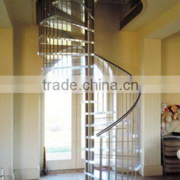 Modern stainless steel glass spiral staircase