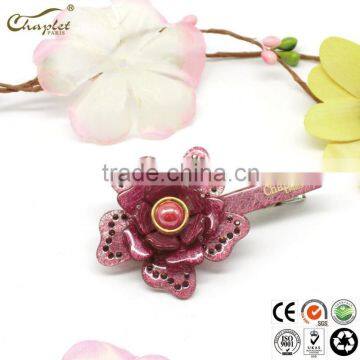 wholesale cellulose acetate hair grip with little flowers and rhinestone