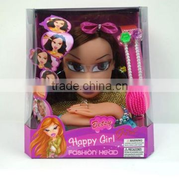 Lovely baby black doll toy brown hair beauty tool