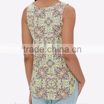 2016 Floral Print Women Sexy Tank Top With Round Neckline Designs photo-3