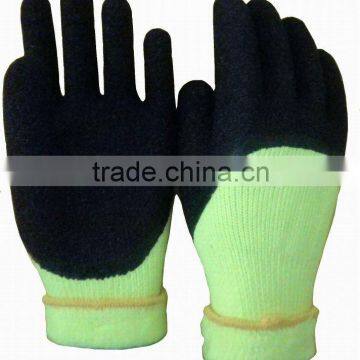 fashion acrylic liner crinkle latex dipped winter working gloves