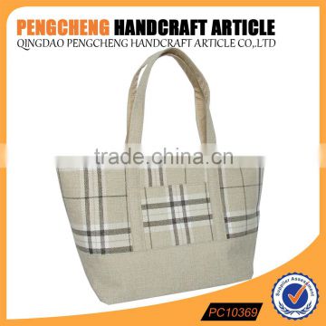 Personality fashion polyester tote bag with women stripe handbags