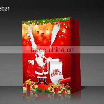 2013 New Arrival Christmas Cardboard Paper Shopping Gifts Bag With Drawstring Cord Ribbon Handles SD13021