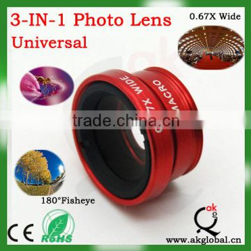 chip lens for samsung iphone4 wide angle lens macro lens 3 in 1 lens kit