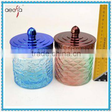 Round Shape Glass Container with Lid Glass Storage Jar with Customized Color