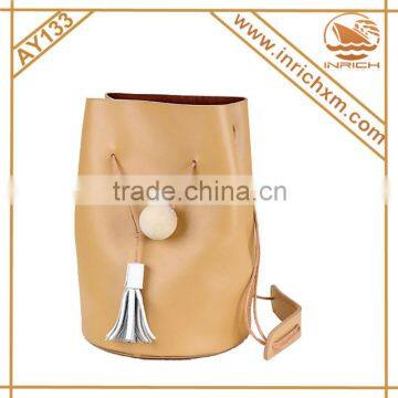 New Arrival Genuine Leather Solid Color Vintage Shoulde Bag,Bucket Bag photo-2