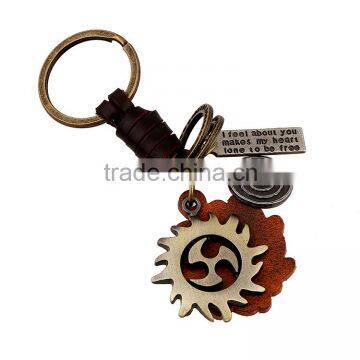 new fashion custom metal genuine leather keychains keyring