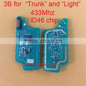 433Mhz ID46 Chip for Peugeot 3 button flip remote control PCB board for "Trunk" and "Light" Button