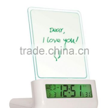 2015 year new design led message board alarm clock with reading led light