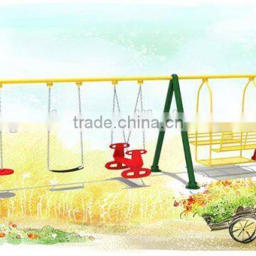 Children 4-Seat Swing Chair Metal Garden Cushions photo-4