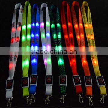 2016 creative custom printed logo nylon LED lanyard for promotion