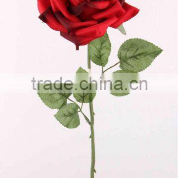 64 cm Artificial Single Open Rose Spray with 6 Leaves