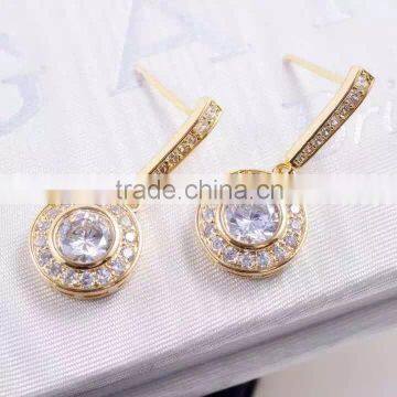 CZ zirconia precious stone fashion circular dangle earrings