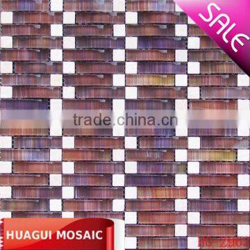 Hand painting colorful glass mix stone mosaic HG-Z963