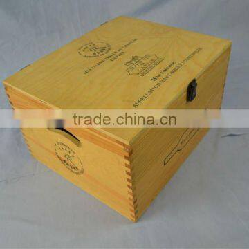 Much bottled red wine wooden box