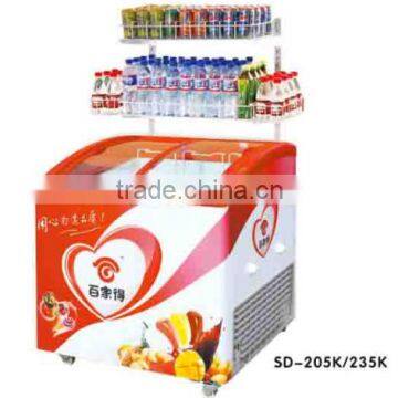 curved glass door chest display freezer for commercial use