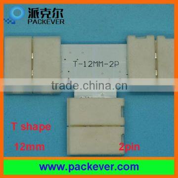 Solder free 2 pins T shape 12mm LED strip connector