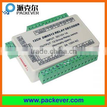 DC 12V input 2A output 12 groups DMX512 relay, 12 channels DMX512 relay switch