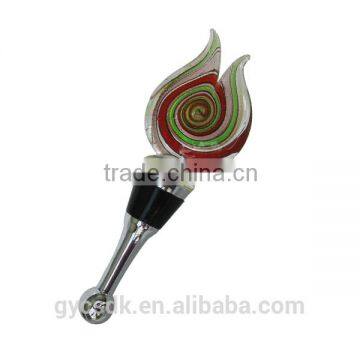 Flame Shaped Colorful Murano Glass Wine Bottle Stopper photo-4