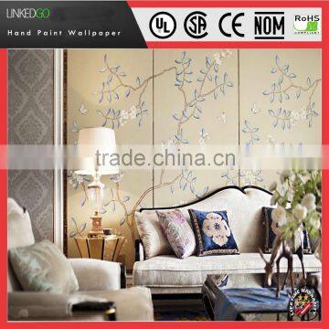 Beautiful Hand Paint Silk Wallpaper suitable for hotels museum decorative wall