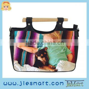 Microfiber lady handbag customized digital printing tote bag