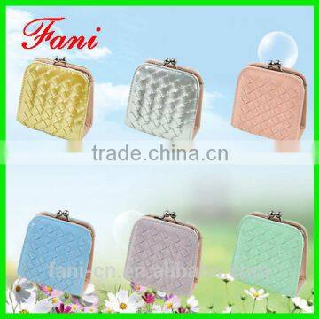 Fashional woven pattern PU leather mini coin wallet with hinge design