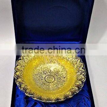 Brass Fruit Bowl Gold Plated in Velvet Box for Corporate Gifts