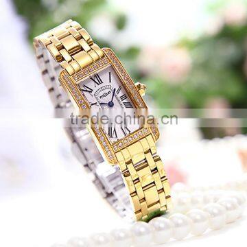 Unique Fashion Square Lady Watch Japan Movement Top Grade Diamond Woman Dress Watch