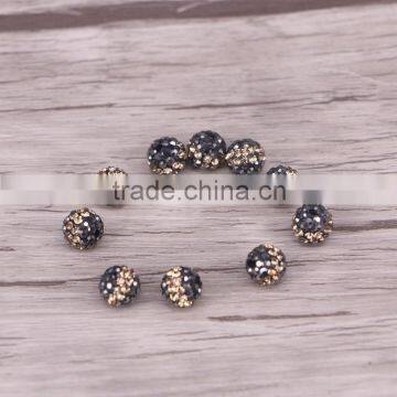 8mm / 10mm Round Ball Resin Beads with Pave Rhinestone Crystal Spacer Beads For Jewelry Making