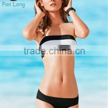 Fashion Colour Block Swimsuit white black stripe bikini