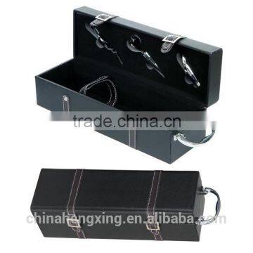 Cheap pu leather Wine Case For Packing with wood material