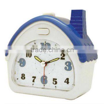 ML12502 Blue Decor Melody desk alarm clock with house image